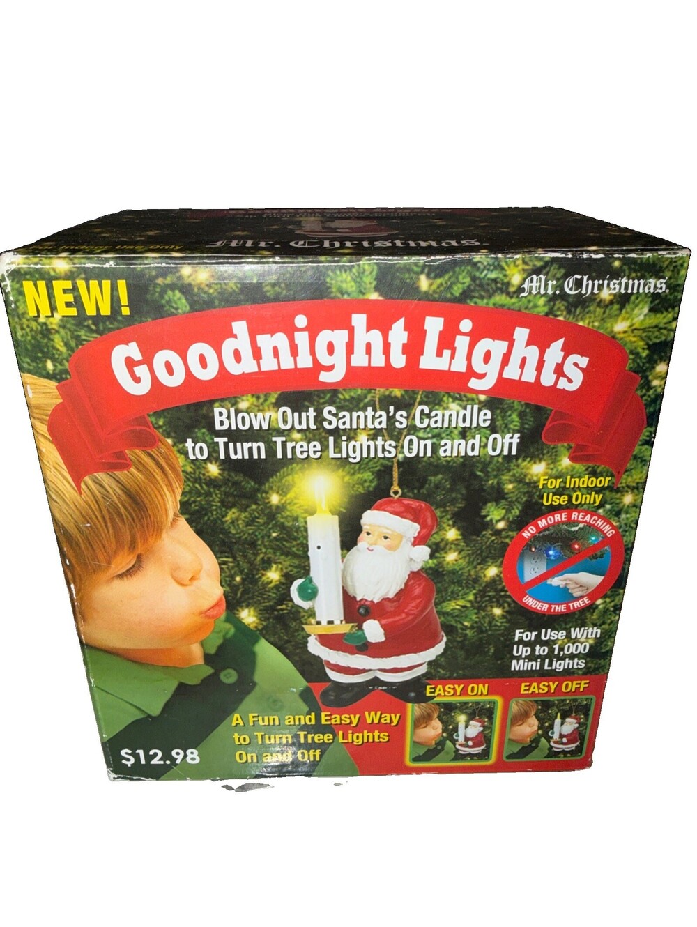 Mr. Christmas Santa Goodnight Lights OnOff Switch Tree Decor Ornament NEW WHIMSY